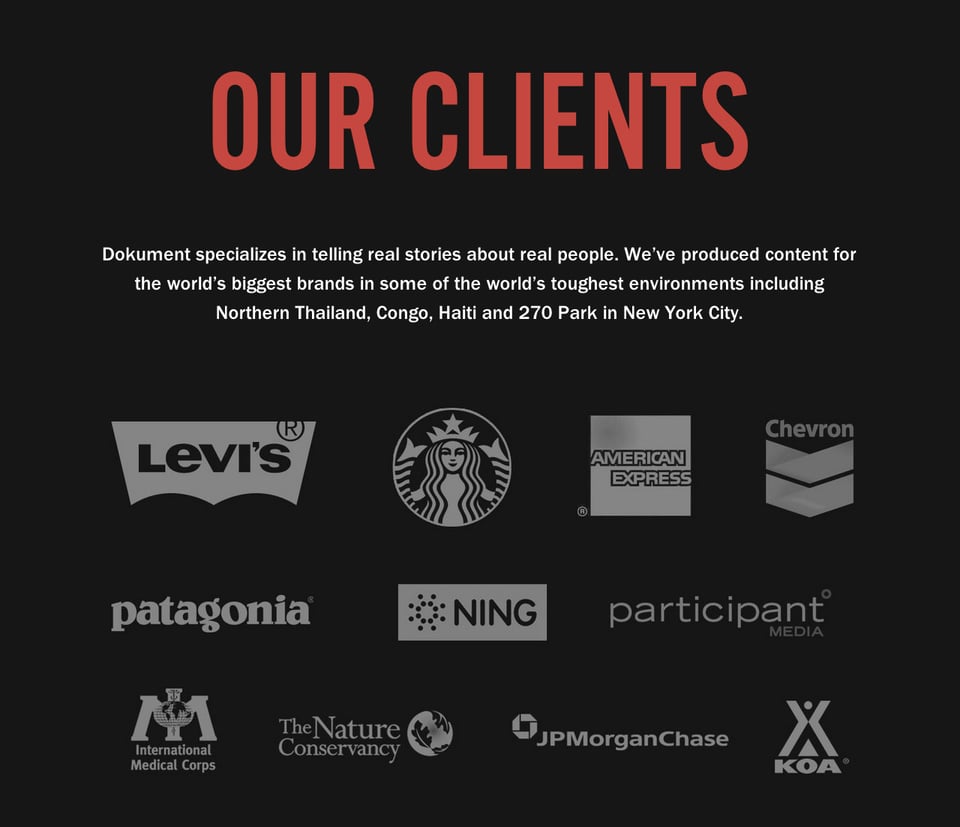 Client Logo Grid section on Dokument Films section design