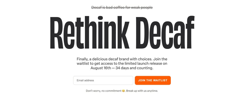 Waitlist or Beta Sign Up section on Wimp Decaf Coffee Co section design