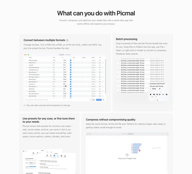 Picmal Bento Grid - Features Preview