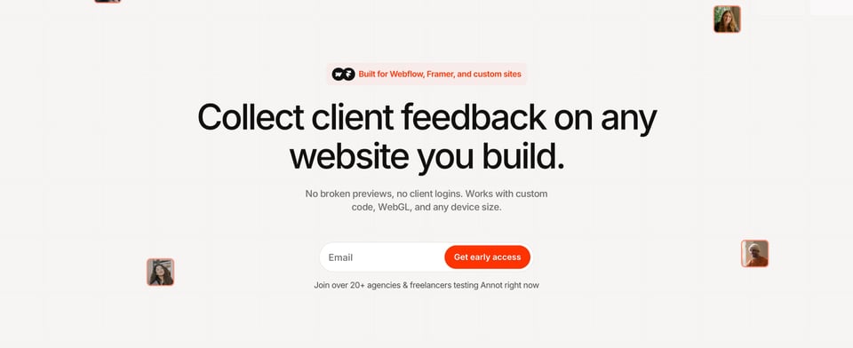 Waitlist or Beta Sign Up section on Annot section design