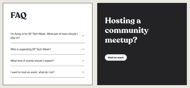 SF Tech Week 2022 FAQ Accordion Preview