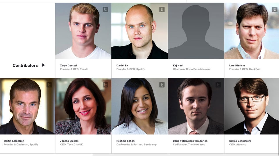 Team section on Startup Europe section design