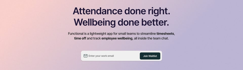 Waitlist or Beta Sign Up section on Functional section design