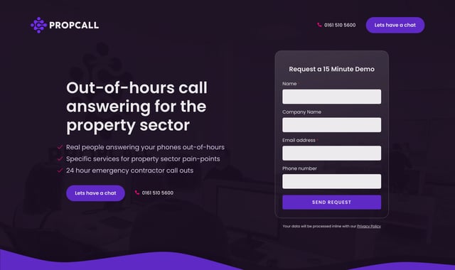 Propcall Contact Form Preview
