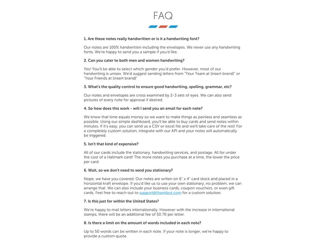 Thankbot FAQ Grid Preview