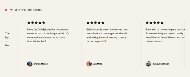 Griddy Icons Testimonial Slider Preview