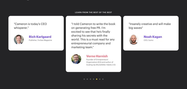 Free PR Book Testimonial Slider Preview