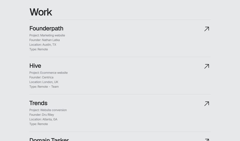 Client Name List section on Flex Digital section design
