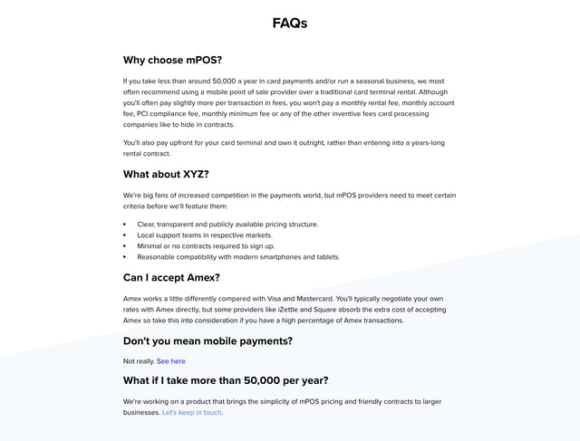 StoreKit mPOS Calculator FAQ Grid Preview