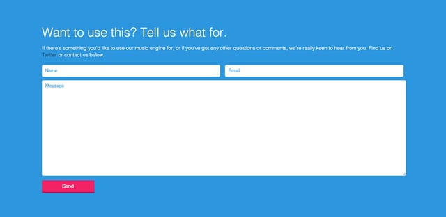 Jukedeck Contact Form Preview