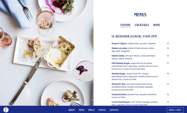 Felix Food & Drinks Menu Preview