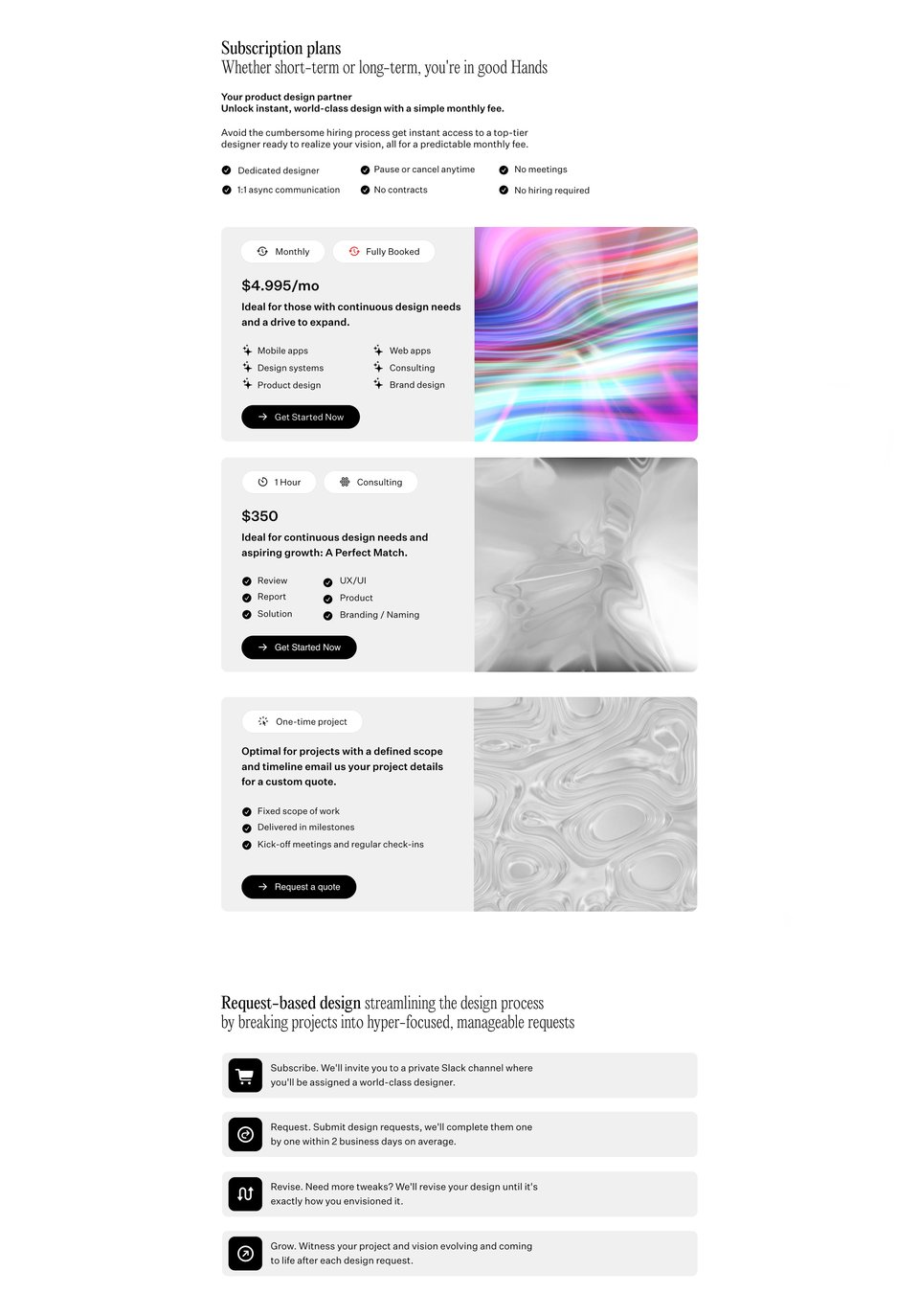 Pricing Table section on Ugur Turgut section design