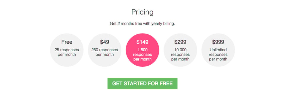 Pricing Table section on SatisMeter section design