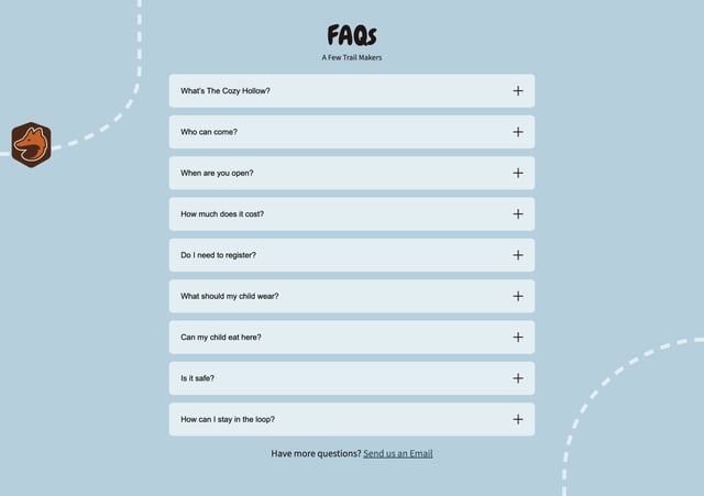 The Cozy Hollow FAQ Accordion Preview