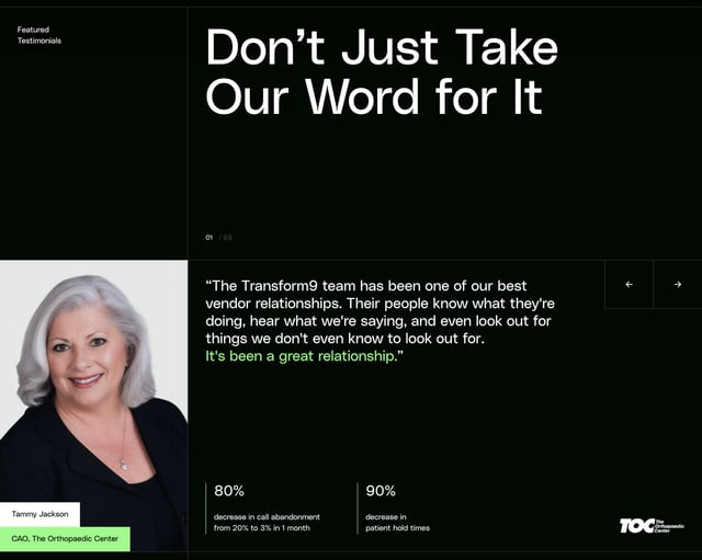 Transform9 Testimonial Slider Preview