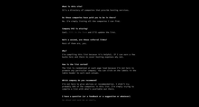 The Hosting Directory FAQ Grid Preview