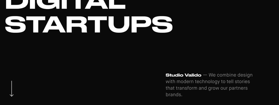 Scroll Hint section on Studio Valido section design