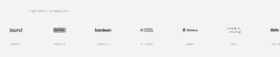 Client Logo Row section on Finnian Sturdy section design