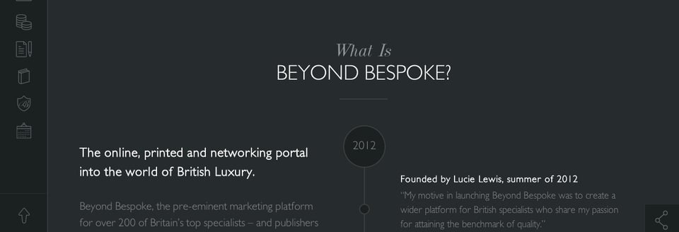 Timeline section on Beyond Bespoke section design