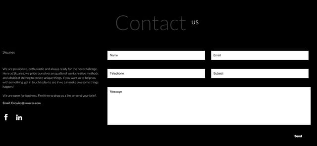 Skuares Contact Form Preview
