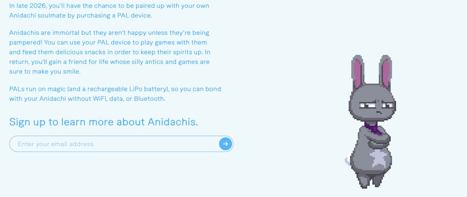 Waitlist or Beta Sign Up section on Anidachi section design