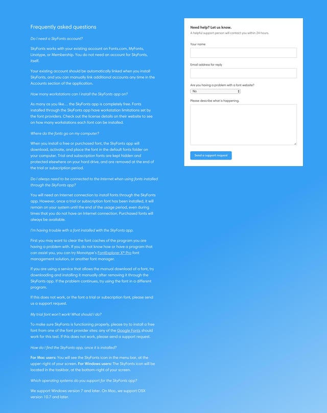 SkyFonts FAQ Grid Preview