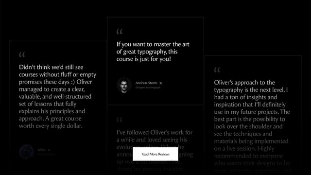 Typography & Layout Course Testimonials Preview