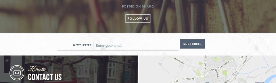 Newsletter section on Riley’s Cycles section design