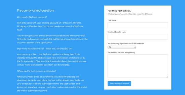 SkyFonts Contact Form Preview