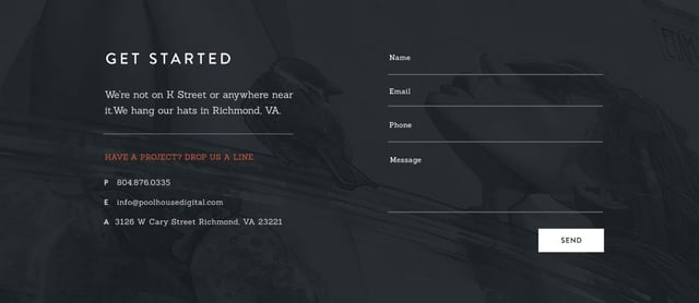 Poolhouse Contact Form Preview
