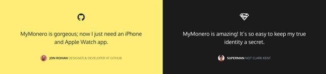 MyMonero Testimonials Preview