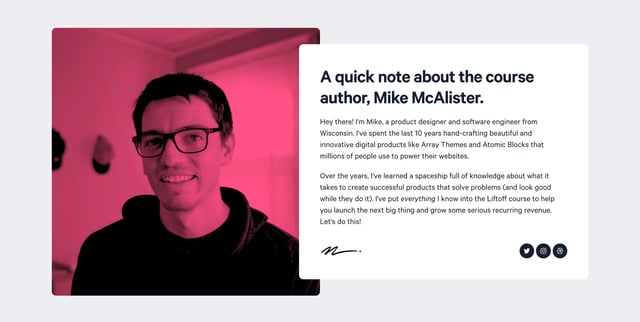 Liftoff Course Biography Preview