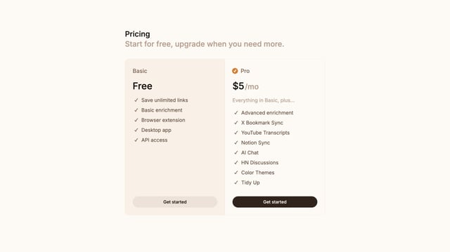 Shiori Pricing Table Preview