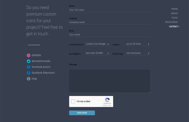 Morphix Design Studio Contact Form Preview