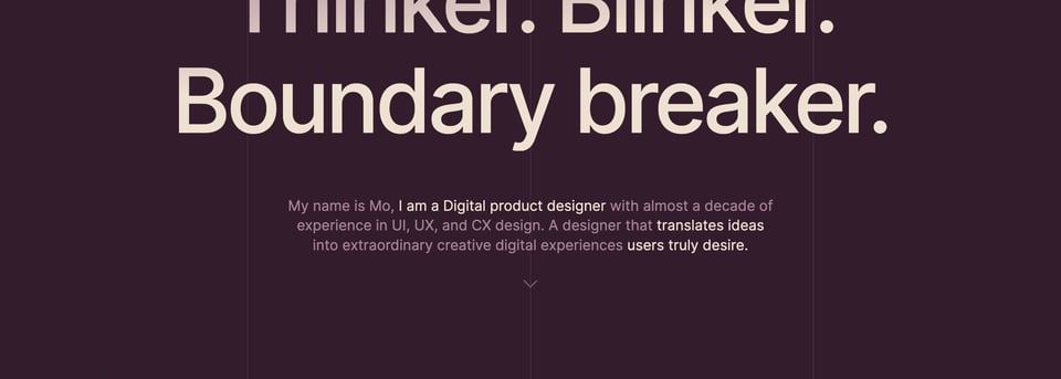 Scroll Hint section on Mo Rashidi section design