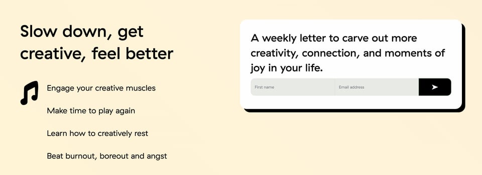 Newsletter section on Enough Creativity section design