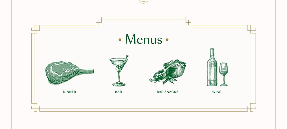 Food & Drinks Menu section on COTE section design