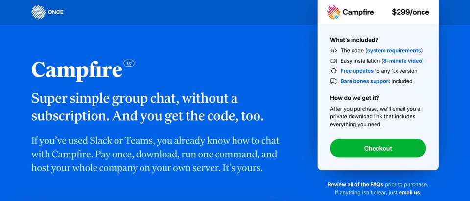 Pricing Table section on Campfire section design