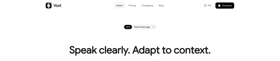 Header Navigation section on Voxt section design