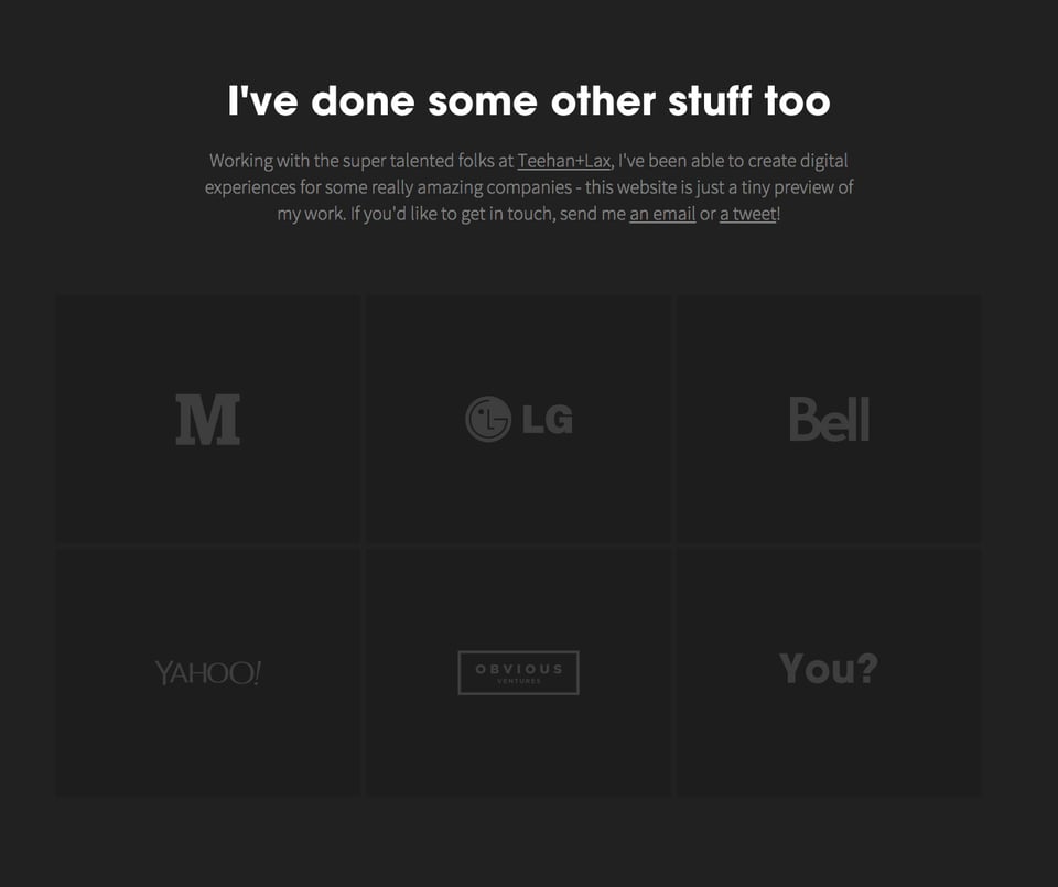 Client Logo Grid section on Justin Aguilar section design