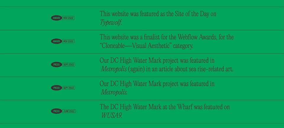 Timeline section on Wayside Studio section design