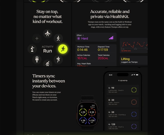 Tiempo Bento Grid - Features Preview