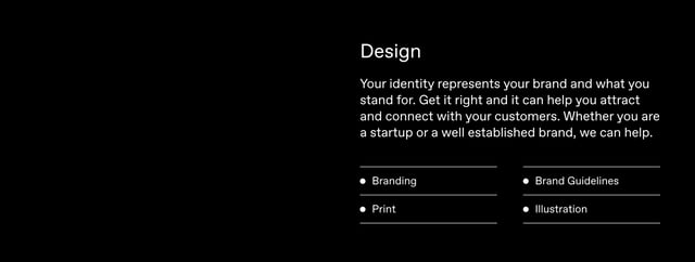 Nine Sixty Services List Section