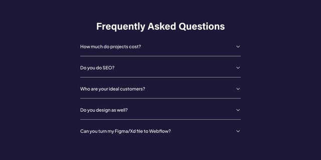Vue Graphics FAQ Accordion Preview