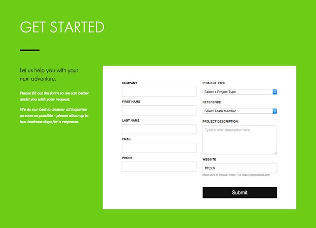 REBL Ventures Contact Form Preview