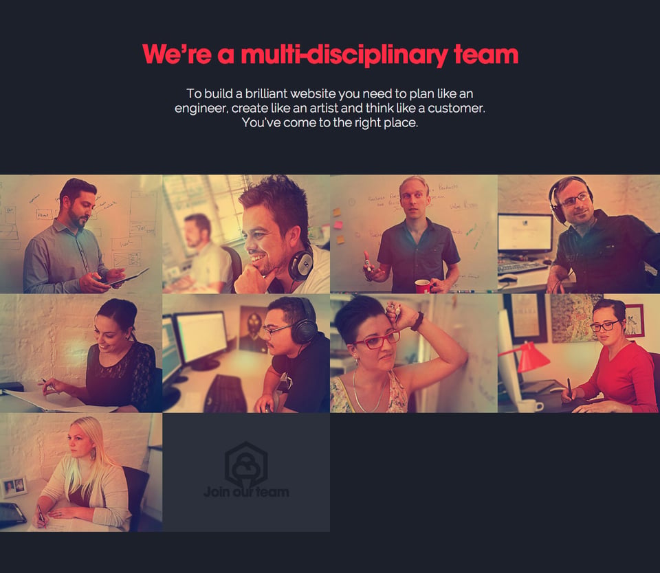 Team section on Shapeshift section design