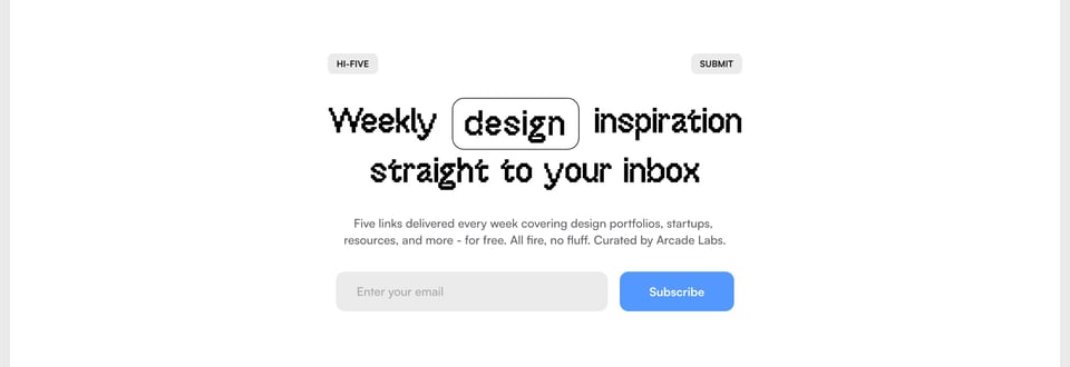 Newsletter section on Hi-Five section design
