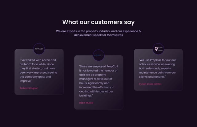 Propcall Testimonials Preview
