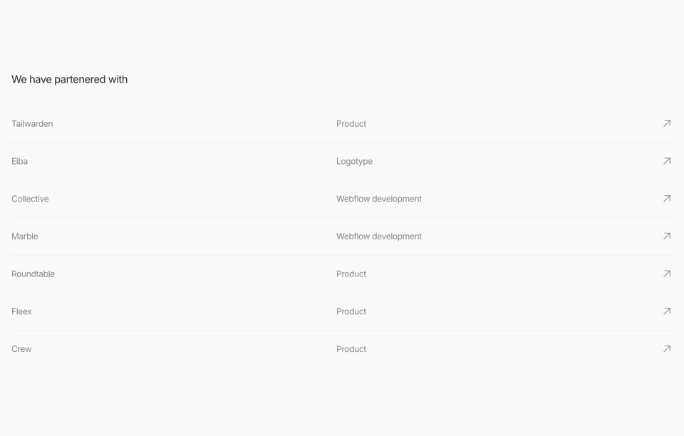 Client Name List section on re+do section design