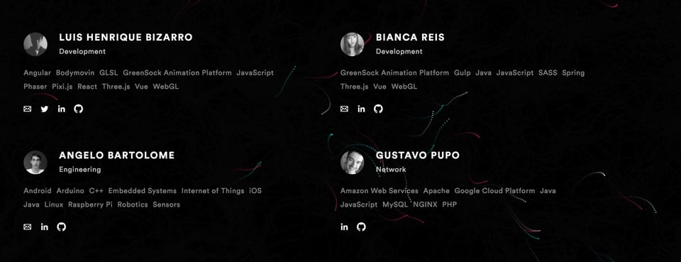 Team section on Dotcore section design